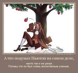 Яблоко упало Ньютону на голову.